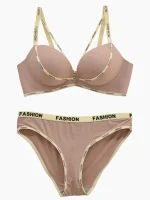 ست شورت و سوتین اسفنجی بدون فنر fashion رنگ کالباسی