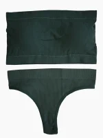 ست شورت و نیم تنه باندو کبریتی رنگ سبز یشمی