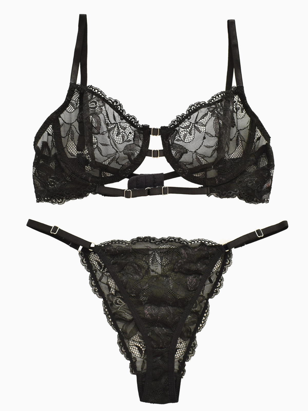 misa-black-hook-lace-bra-set-heldoone1 ست شورت و سوتین گیپور مشکی قزن دار میسا
